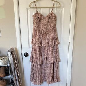 Lulu's Blush Floral Tiered Midi Dress
